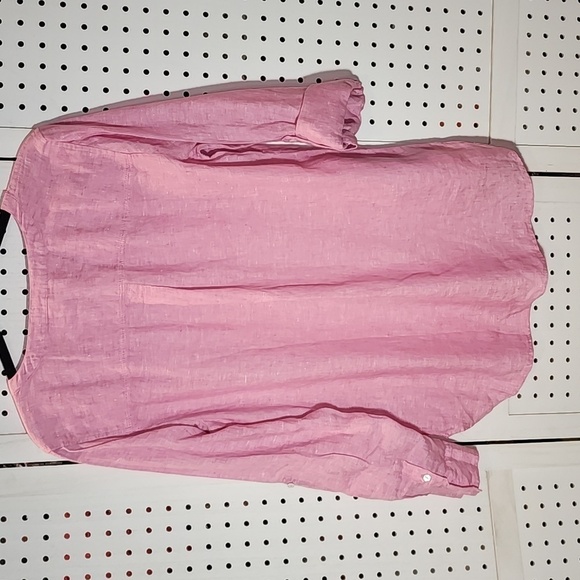 Talbots Size M Medium 100% Linen Pink V-neck Lightweight - Picture 7 of 8